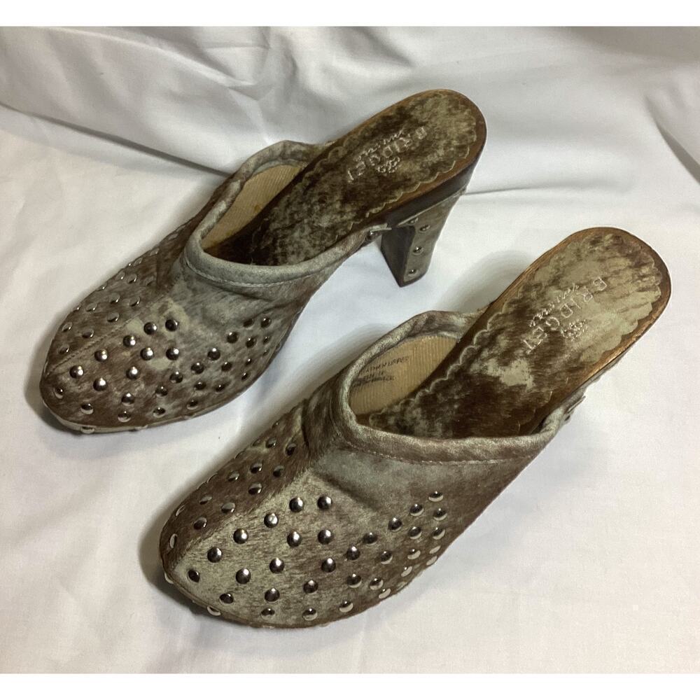 Bridget Shuster como print wooden clogs size 10